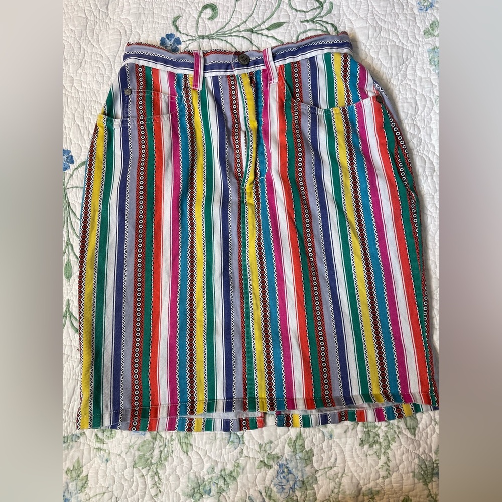 Gitano Multicolor Striped A-Line Skirt